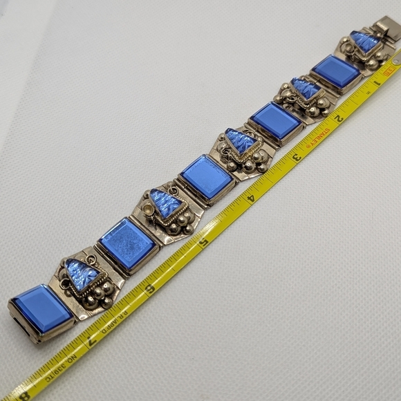 Blue and Silver Geometric Bracelet - Picture 3 of 5